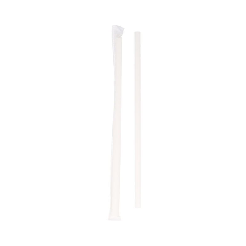 Popieriniai šiaudeliai (balti, individualiai supakuoti) 8*230mm 500vnt/dėž