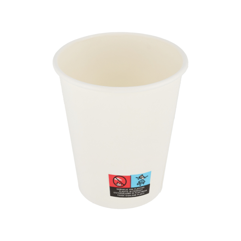 Baltas popierinis puodelis | EcoLine, 8oz | 230ml, 1000 vnt/dėž