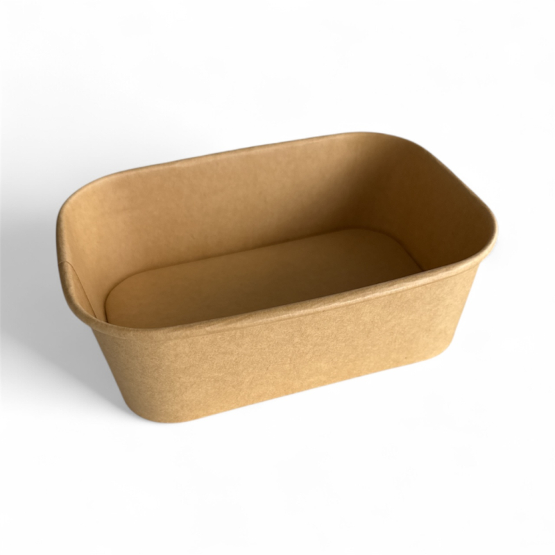 Popierinis stačiakampis dubenėlis, kraft, 750ml, 300 vnt/dėž