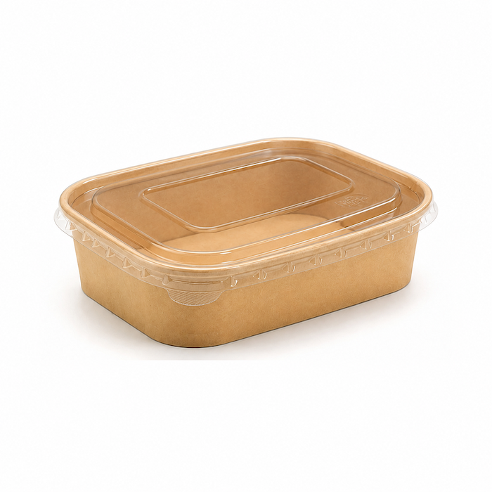 Popierinis stačiakampis dubenėlis, kraft, 500ml, 300vnt/dėž
