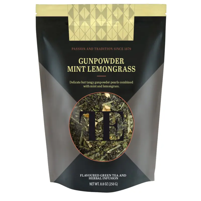 TE Luxury loose tea Gunpowder Mint Lemongrass 250gr | Žalioji (gunpowder) arbata su mėtomis ir citrinžole