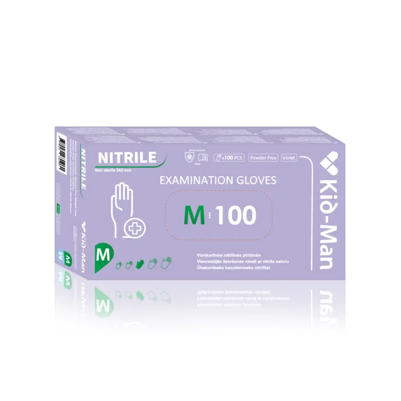 Vienkartinės nitrilinės pirštinės M, violetinės, 100vnt/pak