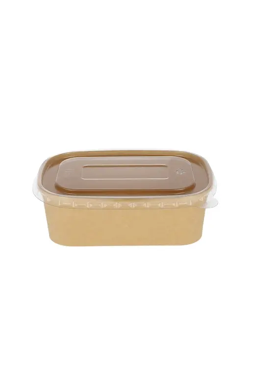 Popierinis stačiakampis dubenėlis, kraft, 750ml, 300 vnt/dėž