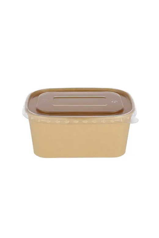 Popierinis stačiakampis dubenėlis, kraft, 1000ml, 300 vnt/dėž